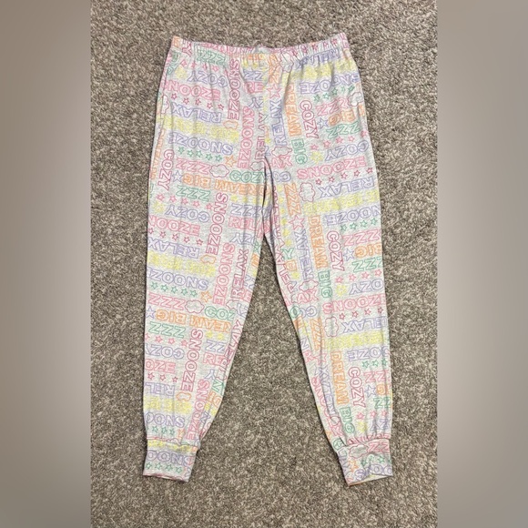 Joyspun Colorful Graphic Text Short Sleeve Pajamas 2 Pc Sleep Set Women’s Small - Picture 4 of 9